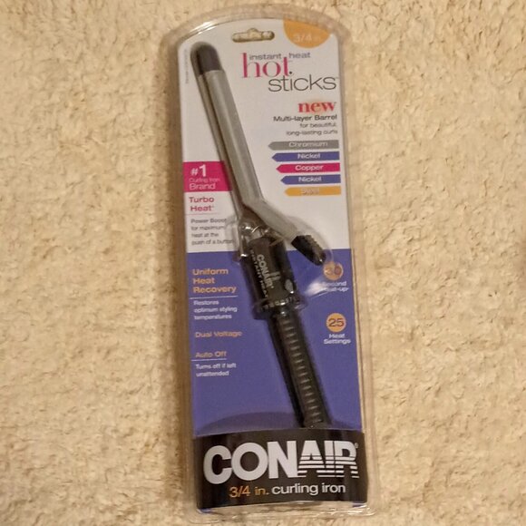 NEW! SEALED  Conair Instant Heat Hot Sticks Curling Iron Multi-Layer Barrel 3/4" - Picture 1 of 12